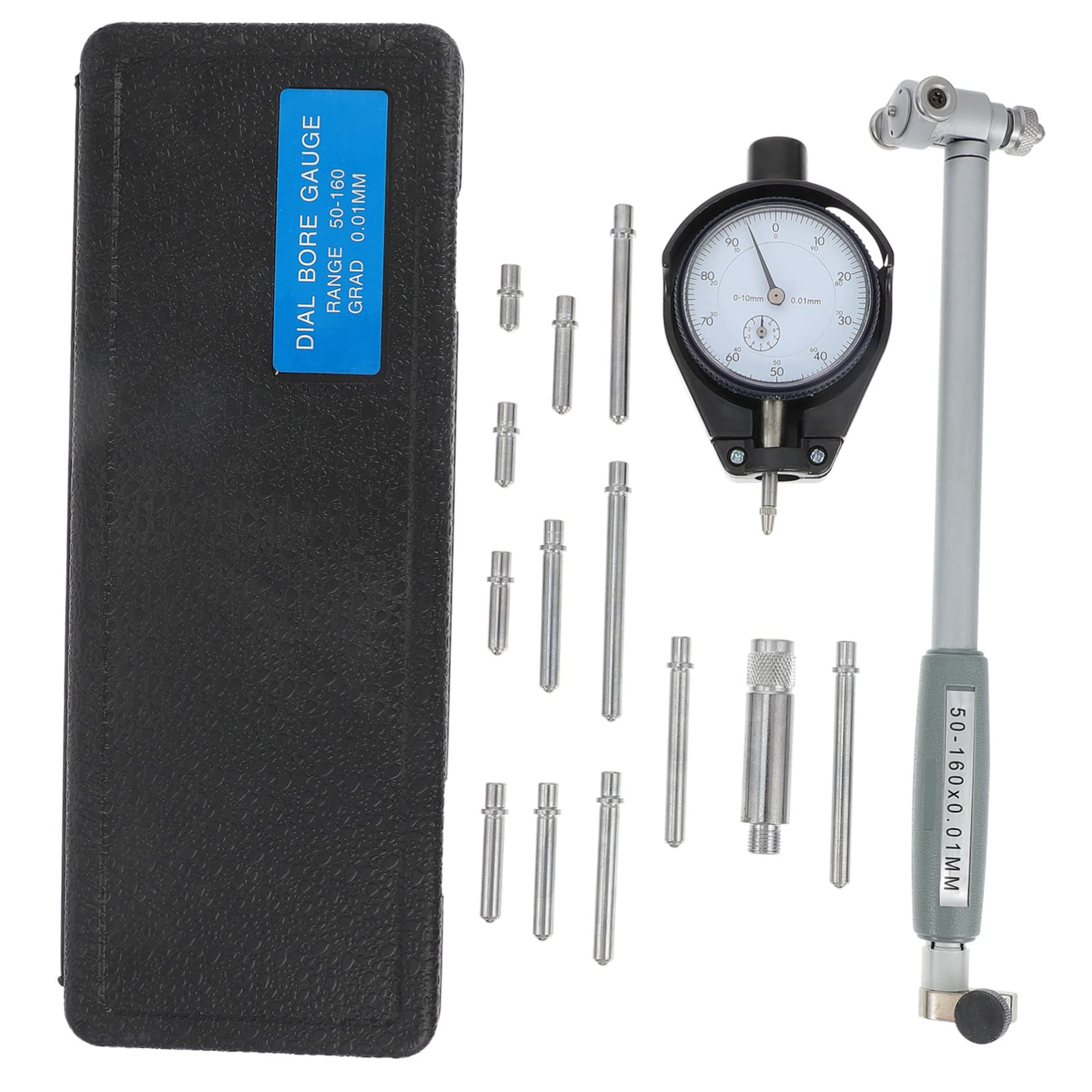 ULTECHNOVO Calibre de Orificios de Medición Manual de Precisión, 50-160mm, 0,01mm, Acero, para Reparación de Vehículos | Acero Negro, 1 Juego, Medición Manual Precisa, Uso en Reparación de Vehículos