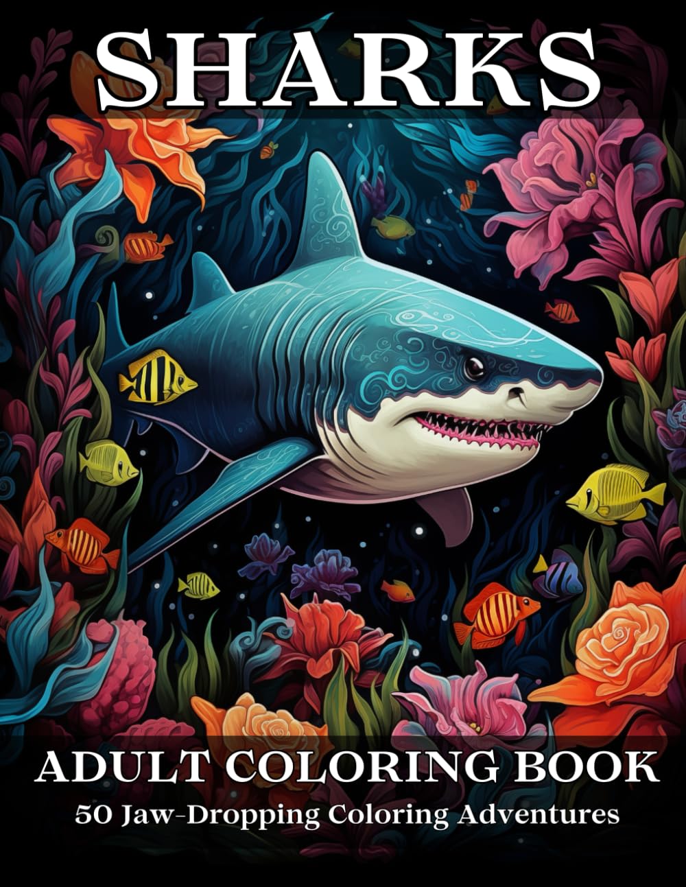 Shark Coloring Book: 50 Designs for Adults and Teens - Mandala, Realistic, Geometric, Abstract and More!