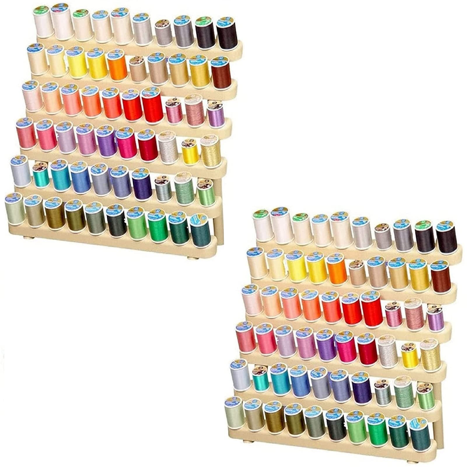 2PCS 60 Spools Thread Rack Foldable Wooden Thread Holder Organizer Sewing Embroidery Holder Rack Organizer