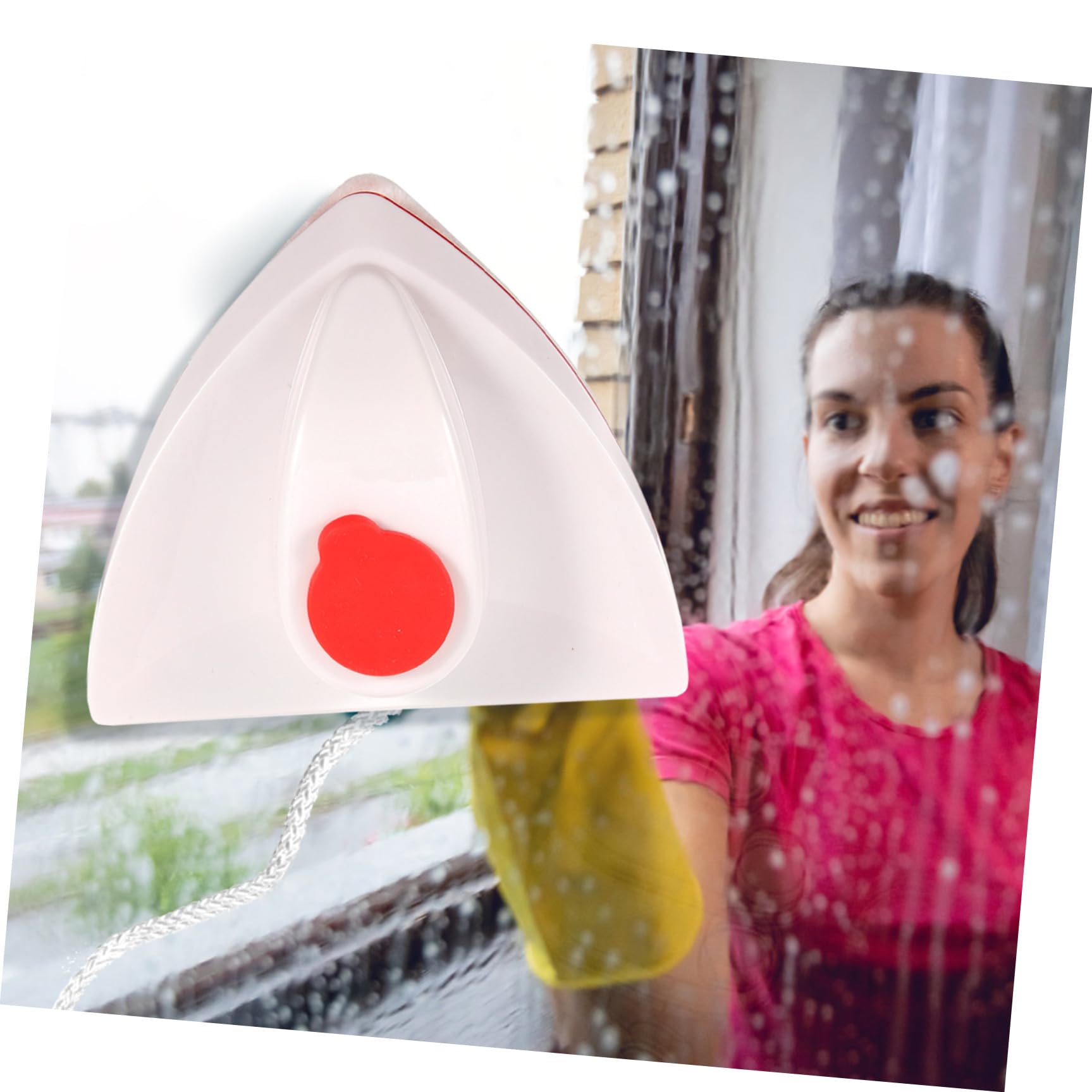 PLAFOPE Limpiacristales Magnético de Doble Cara para Ventanas, Accesorio Triangular de Abs Imán Fuerte, Seguro y Conveniente para Limpieza Hogar