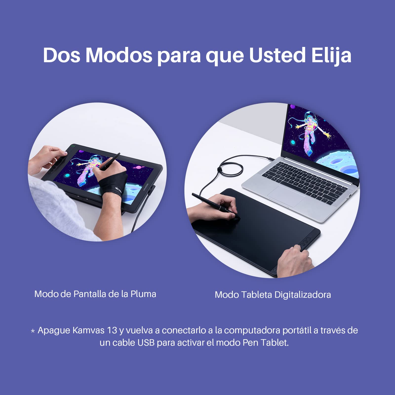 HUION Kamvas 13 Tableta Gráfica con Pantalla, 13,3 Pulgadas Monitor de Dibujo Gráfico con Pantalla, Laminada Completa, con presión de 8192 niveles, Compatible con Android,con Ajustable Soporte,Púrpura | Pantalla laminada completa de 13,3", 120% sRGB. Bolí