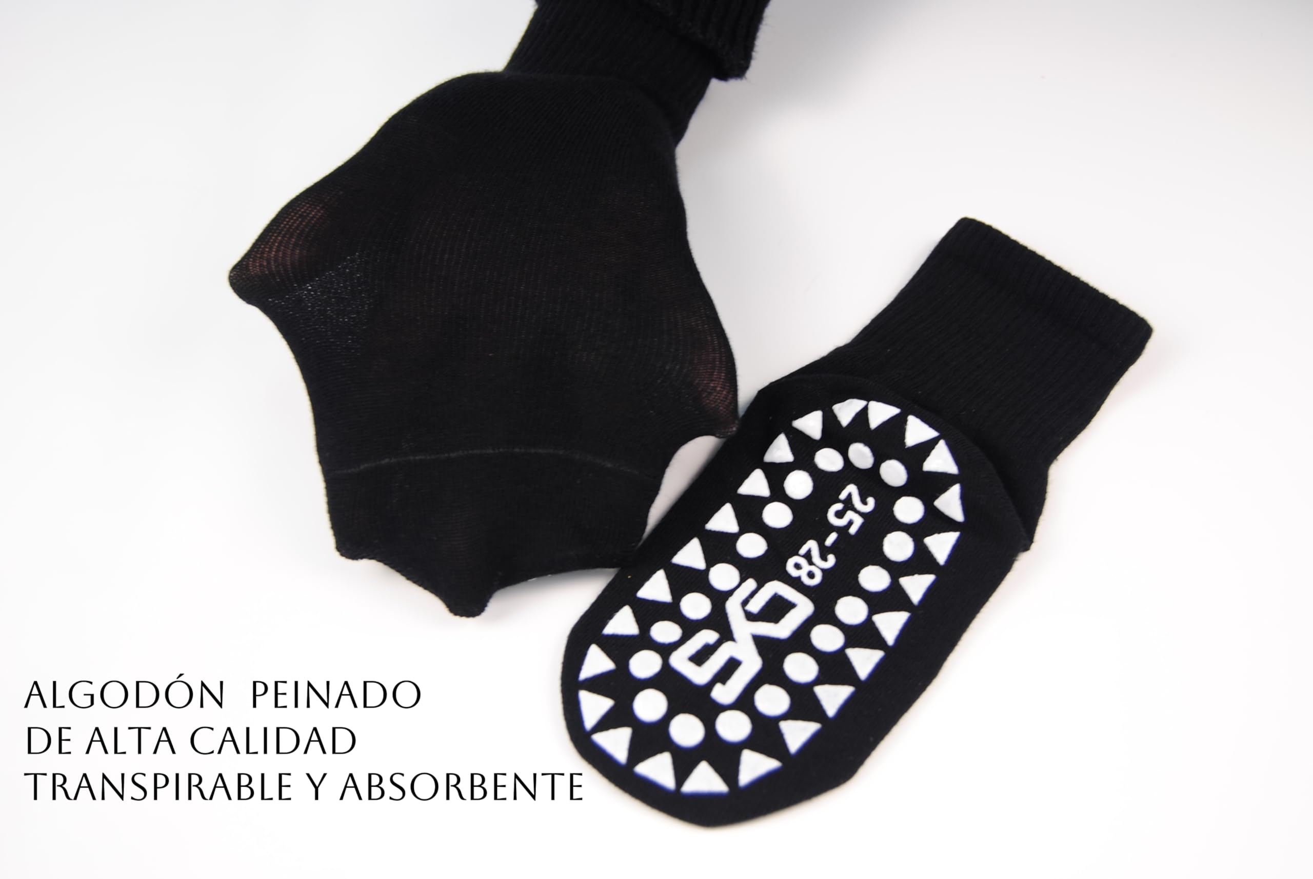 CYS Calcetines Antideslizantes 6 Pares para Deportivos Yoga, Pilates, Baile y Uso Diario Algodón Peinado Absorbente y Transpirable Unisex Para Niños Y Adultos