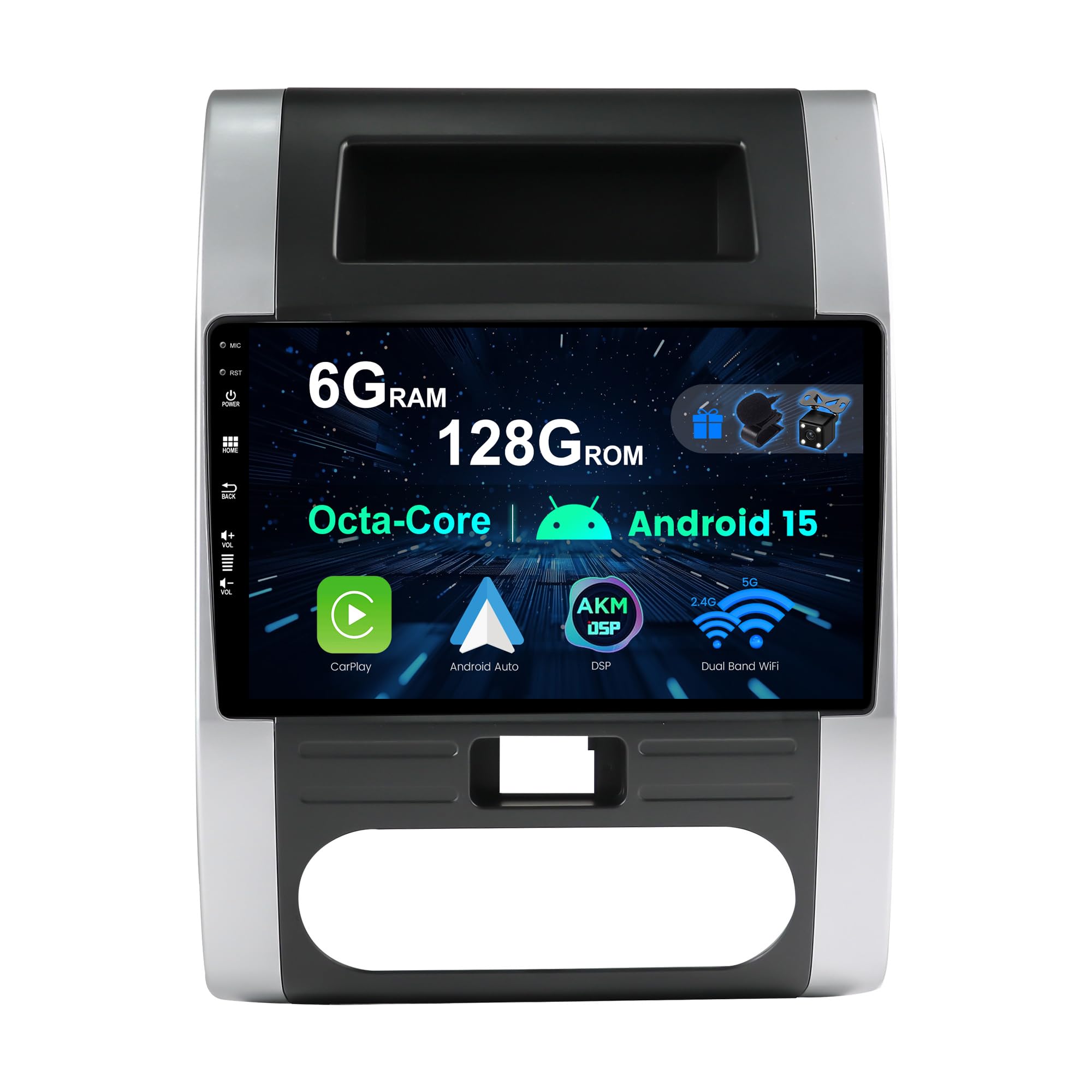 SXAUTO - 6G+128G - Android 15 IPS Autoradio für Nissan X-Trail T31 (2007-2015) - Eingebaut Carplay/Android Auto/DSP - LED Kamera + MIC - DAB Lenkradsteuerung Fast-Boot 360-CAM WiFi - 2 Din 10.1 Zoll