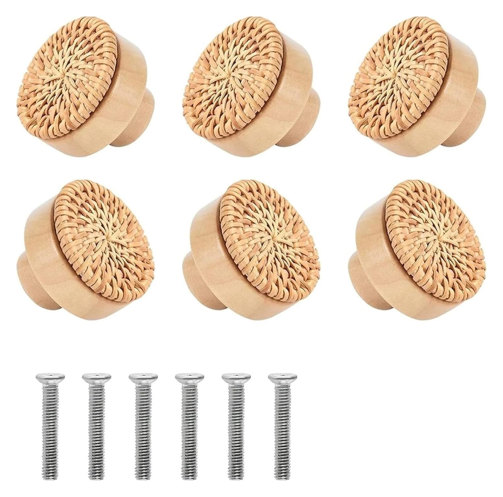 NHralpajj Rattan Wooden Drawer Knobs