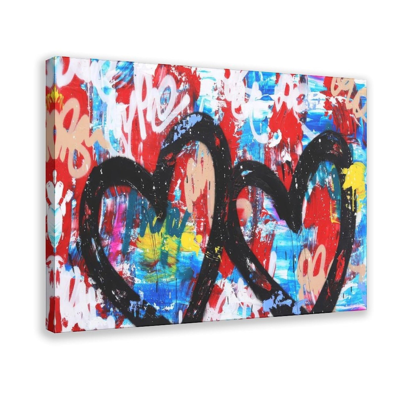 Bareronor Hearts Graffiti Poster Canvas Poster Bedroom Decor Landscape Office Room Decor Gift 24" L X 36" W