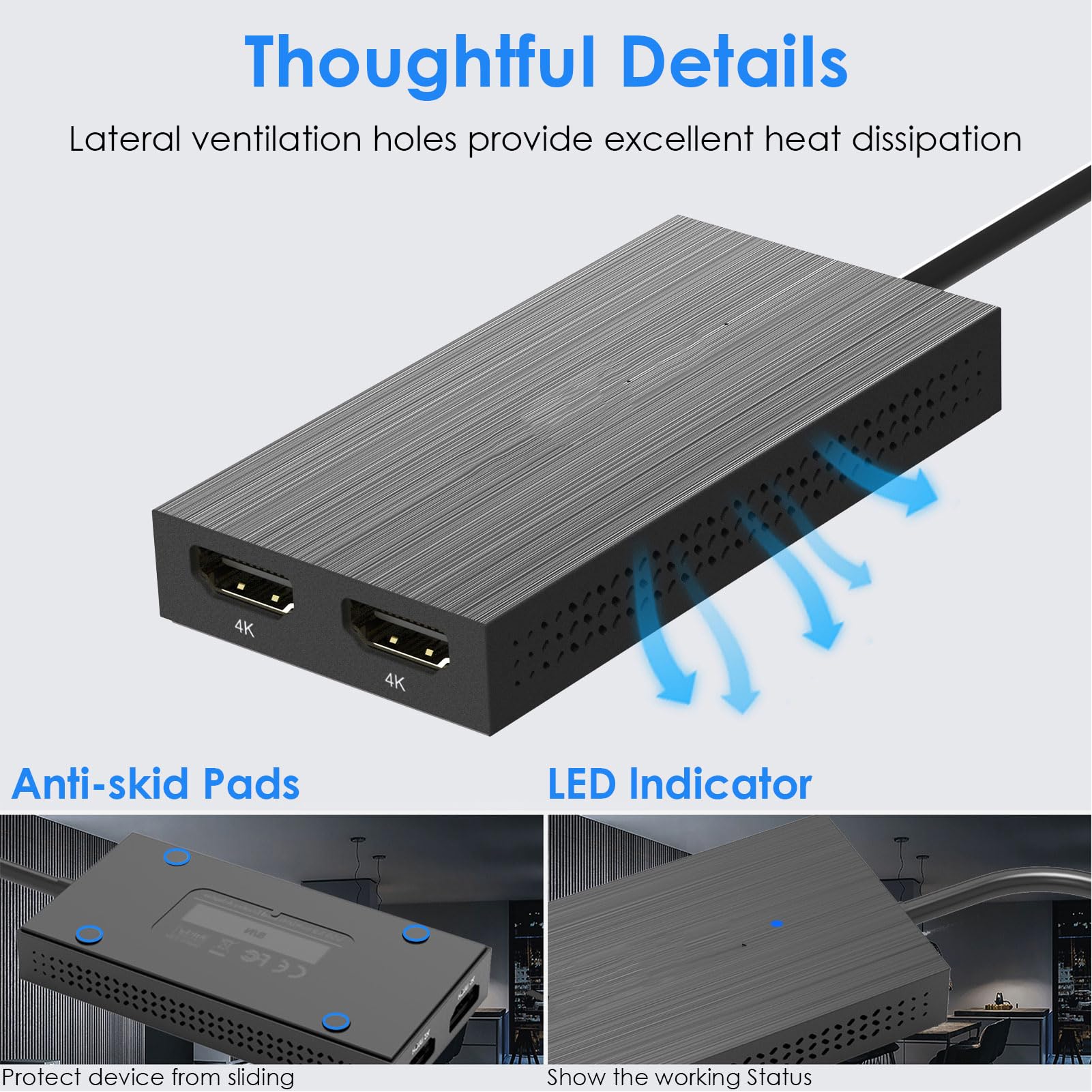 SUNGOOYUE Podwójny Adapter HDMI do 2 Monitorów, Adapter USB C do Podwójnego HDMI 4k 60 Hz, Rozdzielacz Monitora USB 3.0 do 2 do Laptopa Komputer Stacjonarny Stacja Robocza do