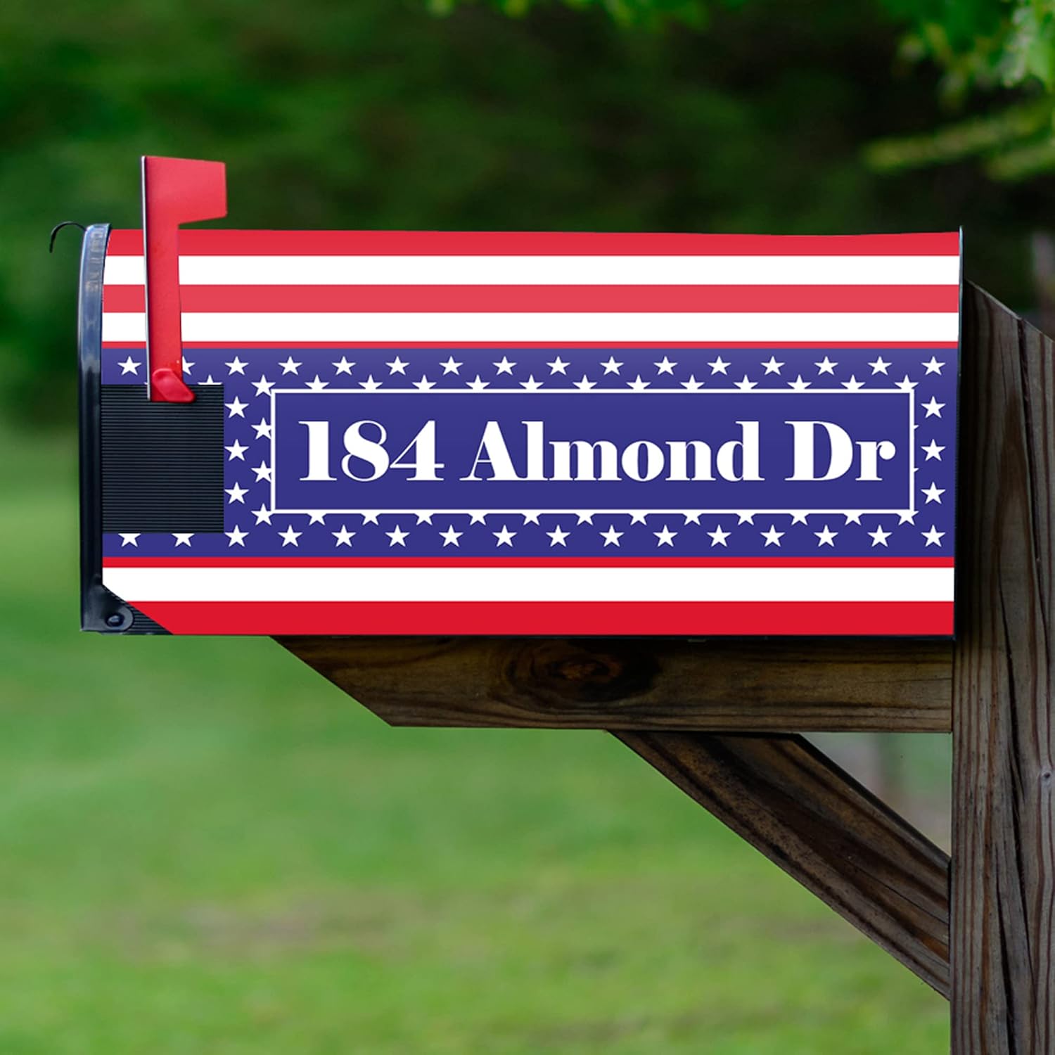 VWAQ Custom American Flag Mailbox Magnetic Personalized Mailbox Cover - PMBM15 (20.5" H X 18.25" W)