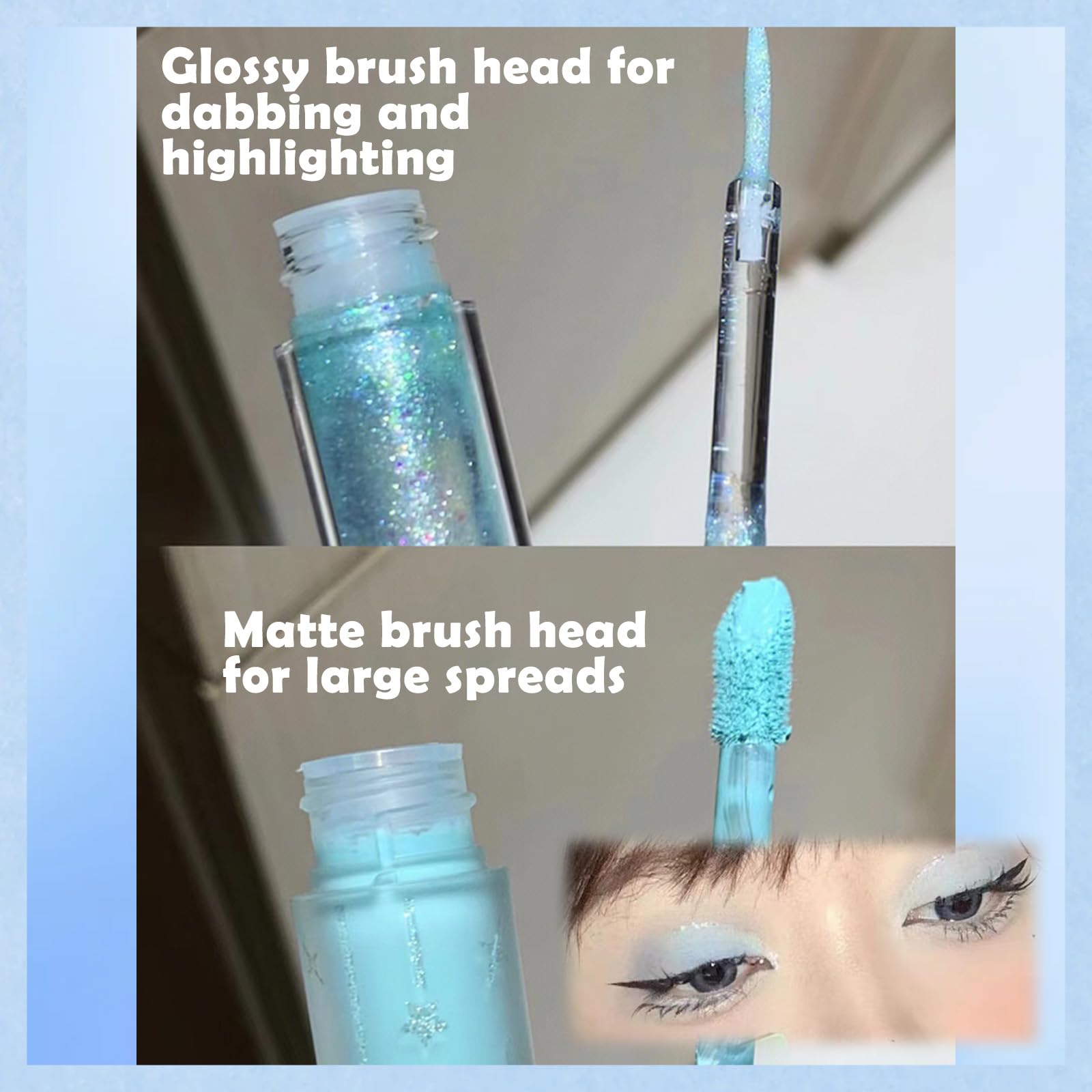 Liquid Shimmering Eyeliner, Shimmering Mascara, Teal Metallic Shimmering Eyeshadow Pencil Set - Image 3