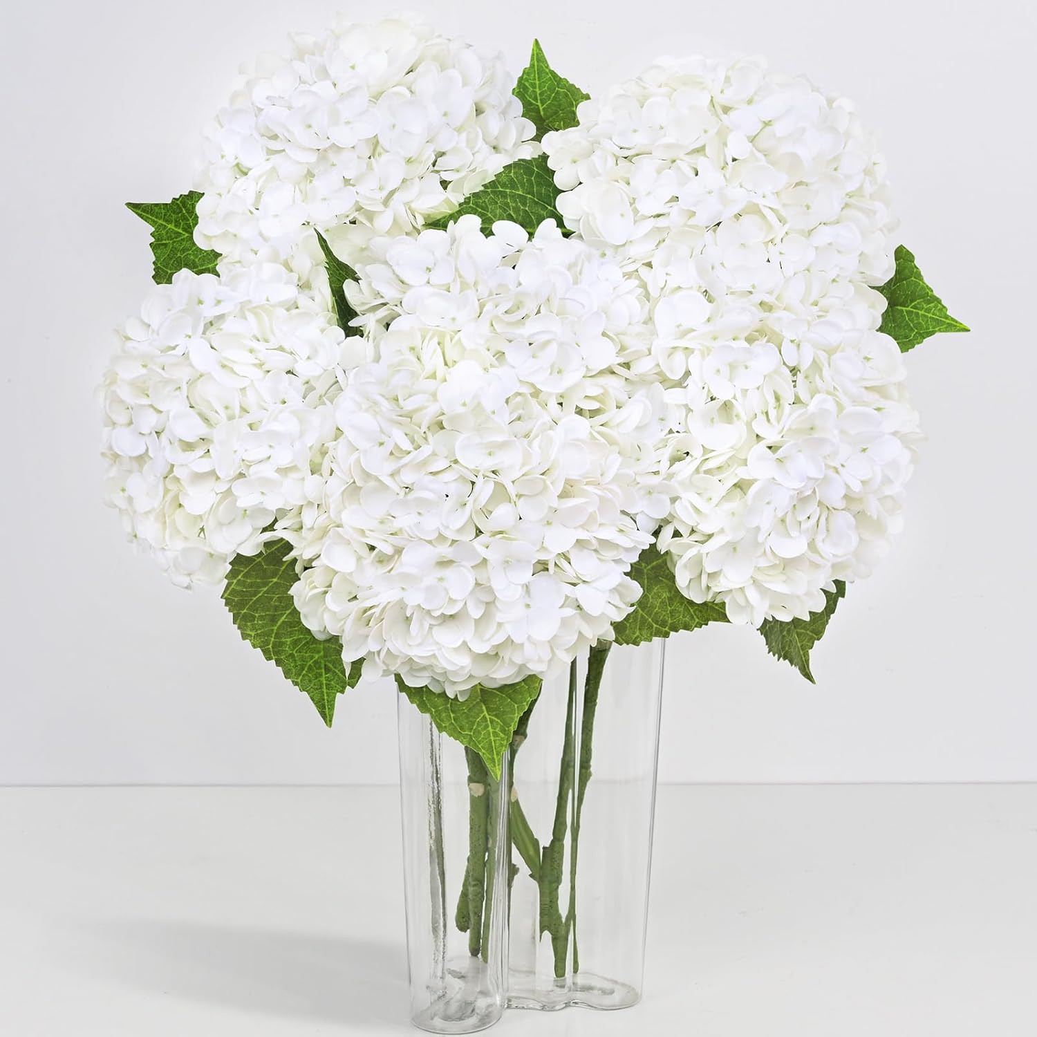Yastouay 6 Pcs Real Touch Hydrangea Artificial Flowers, 21" White Full Faux Hydrangea Flowers Latex Fake Flowers for Home Decor Party Floral Arrangements Wedding Bouquets Centerpieces Outdoor Decor