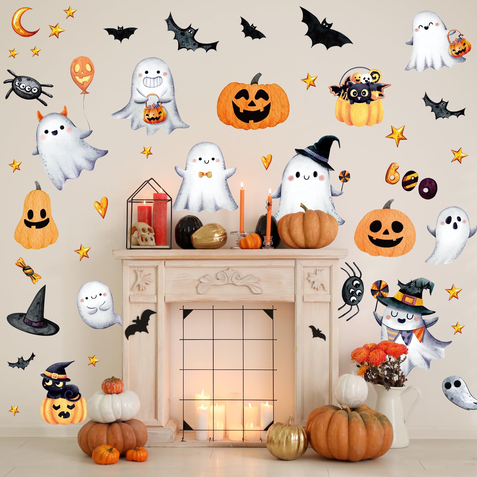 Autocollants d'Halloween pour décorer facilement les murs du salon et les vitres du bureau