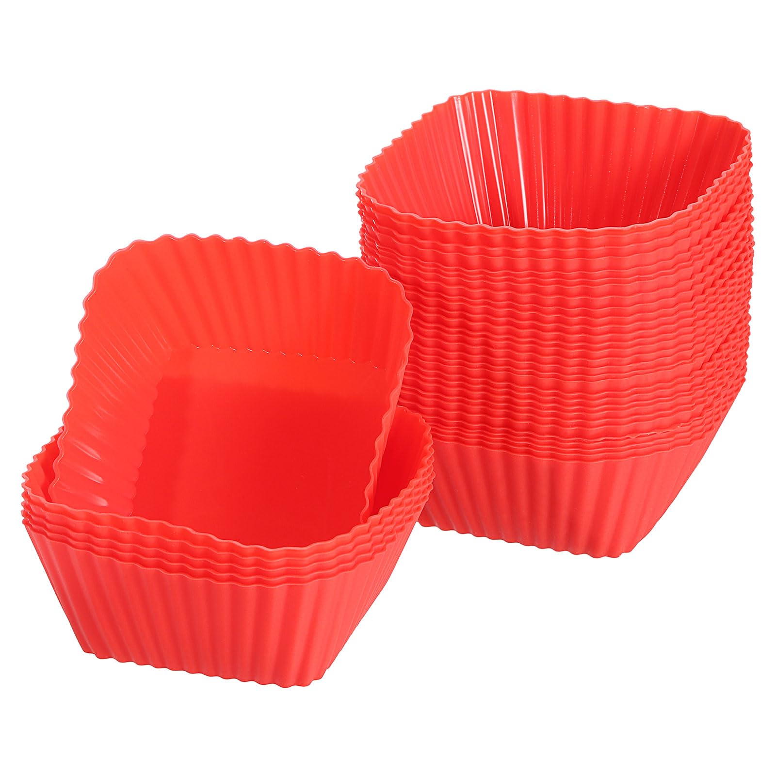 Moldes cuadrados de silicona antiadherente para muffins y repostería roja, pack de 36