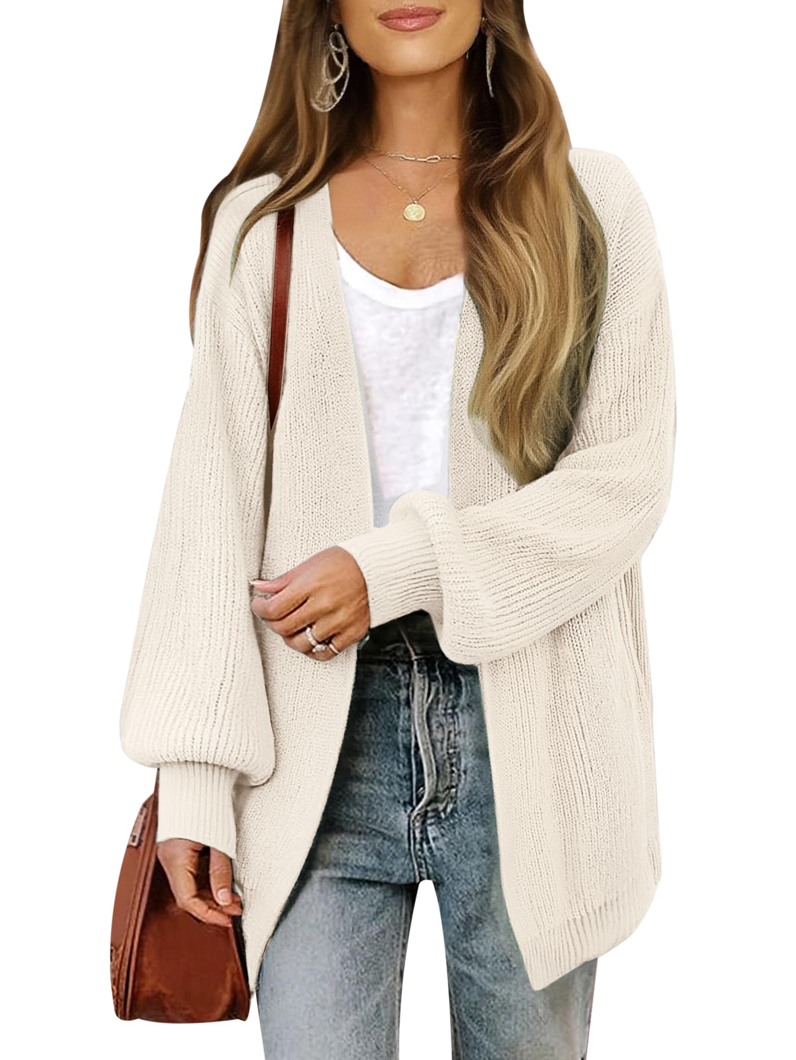 Libsorge Womens Oversized Long Cardigan Sweater Fall 2025 Trendy Chunky Waffle Knit Open Front Dressy Cardigans