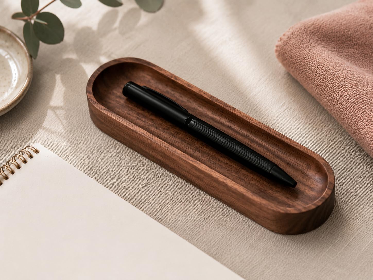 Stiftablage aus Walnussholz, minimalistischer ovaler Stifthalter aus Holz, Büro-Schreibtisch-Organizer, Schreibgeräteablage, Arbeit, Studenten, Lehrer, Geschenk