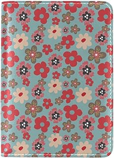 Funda para pasaporte, soporte para pasaporte, margaritas dispersas, flores, jardín, rosa, azul, funda para pasaporte, organizador con ranura para clip, color 1284, 14cmx10cm
