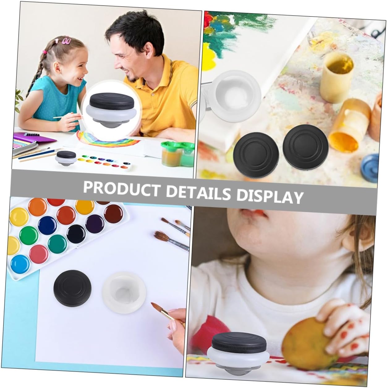 OHPHCALL 2pcs Stainless Steel Oil Paint Palette Cups with Lids Double Spout Design for Watercolor and Oil Painting Reusable Mixing and Cleaning Containers for Artists