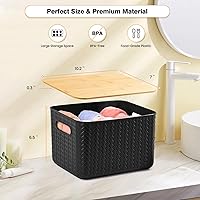 Vista 2 de Paquete de 4 contenedores de almacenamiento con tapas de bambú, contenedores de almacenamiento de plástico con tapas, caja de almacenamiento