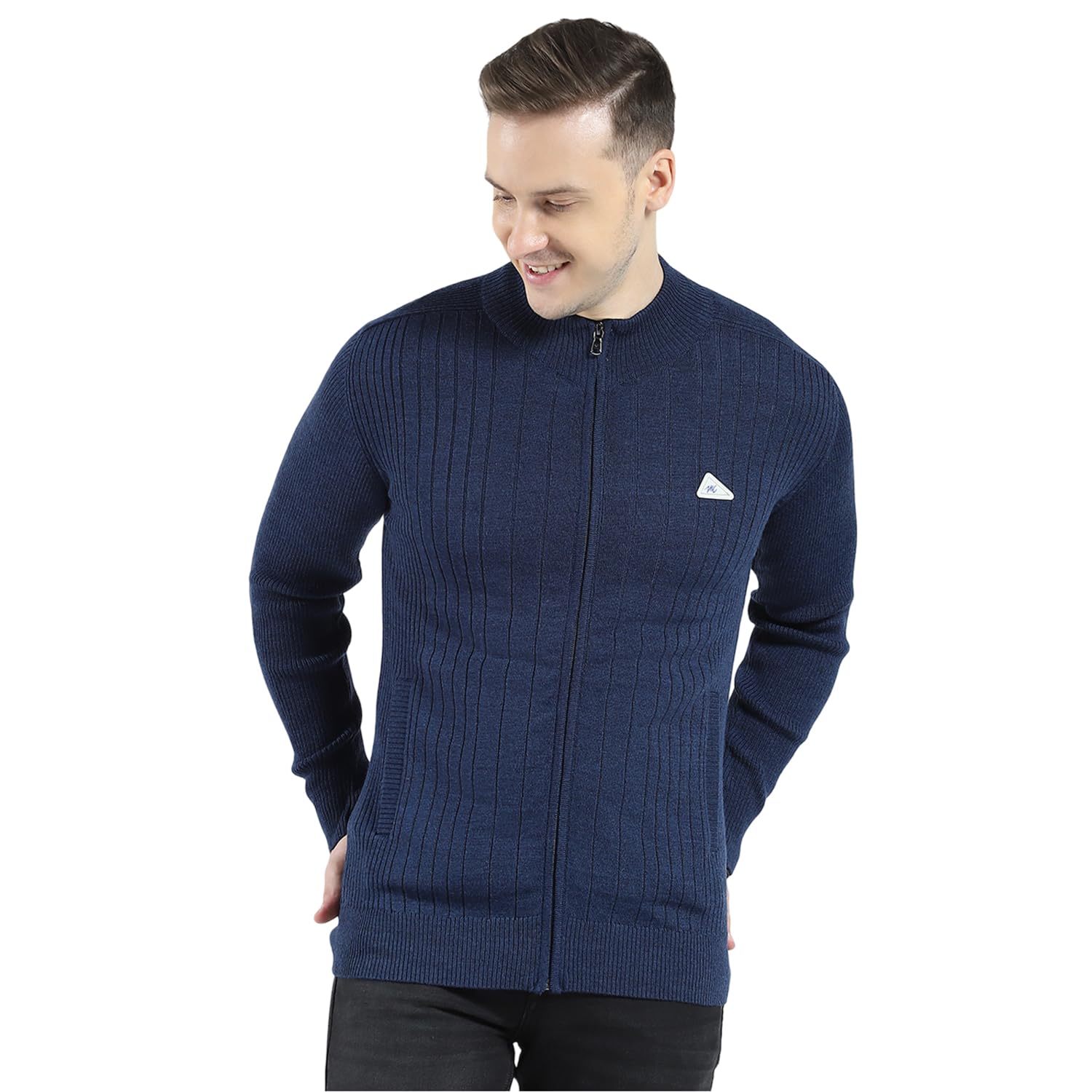 Men's Wool Full Sleeves Sweater | Mock Neck | Regular Fit| Solid Pattern |Warm & Stylish Zipper Cardigan for Men