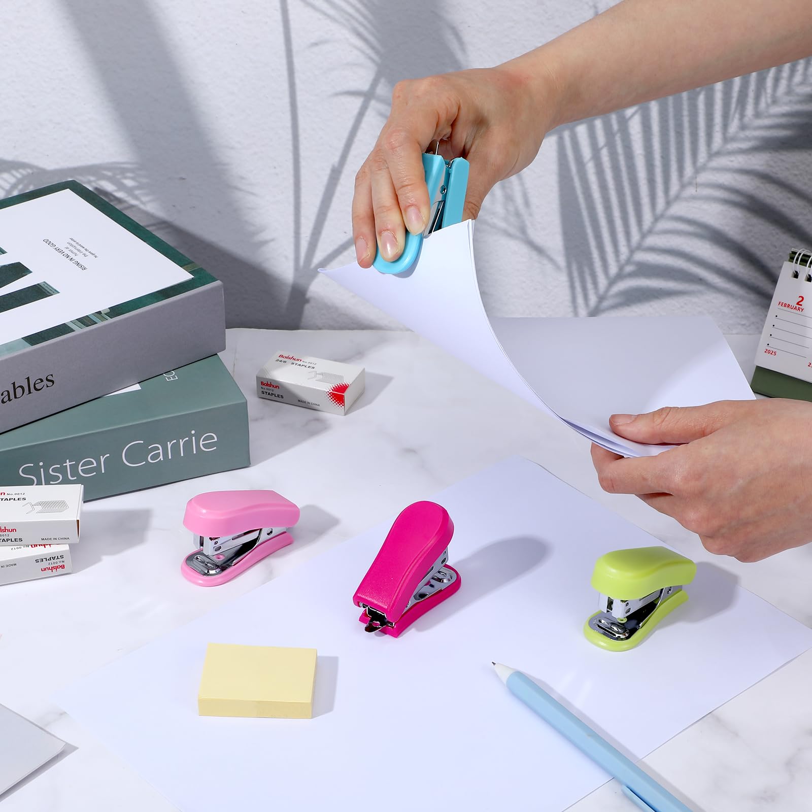 12 Pcs Mini Stapler with 12 Boxes Staple, Includes Built in Staple Remover, Desk Little Stapler for School Office Supplies (Blue, Green, Pink, Rose) - Image 5
