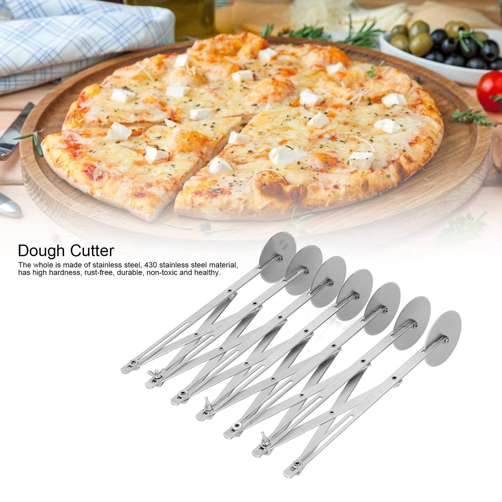Cyrank Regolabili Tagliapizza, Rotella Tagliapasta, Taglia Pasta Fresca Rotella, Rotella Tagliapasta, Tagliapasta a 7 Ruote, Tagliapasta in Acciaio Inossidabile per Cottura, Pasticceria, Pane
