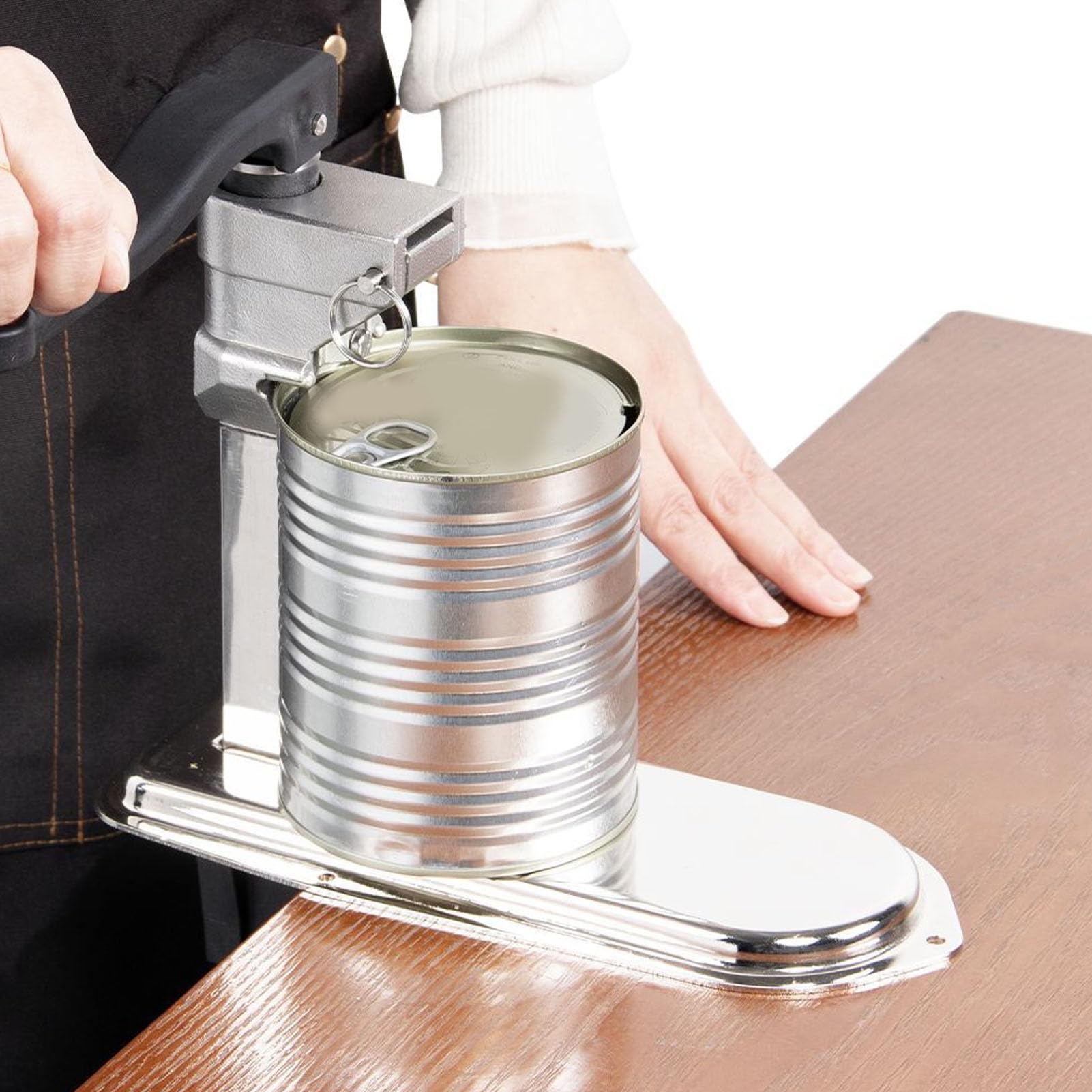 AMONIDA Apriscatole Manuale in Acciaio Inox 55 Cm per | Montaggio manuale da tavolo, Base avvitata, Acciaio inossidabile 304, Leva per carichi pesanti, Rilascio sicuro della