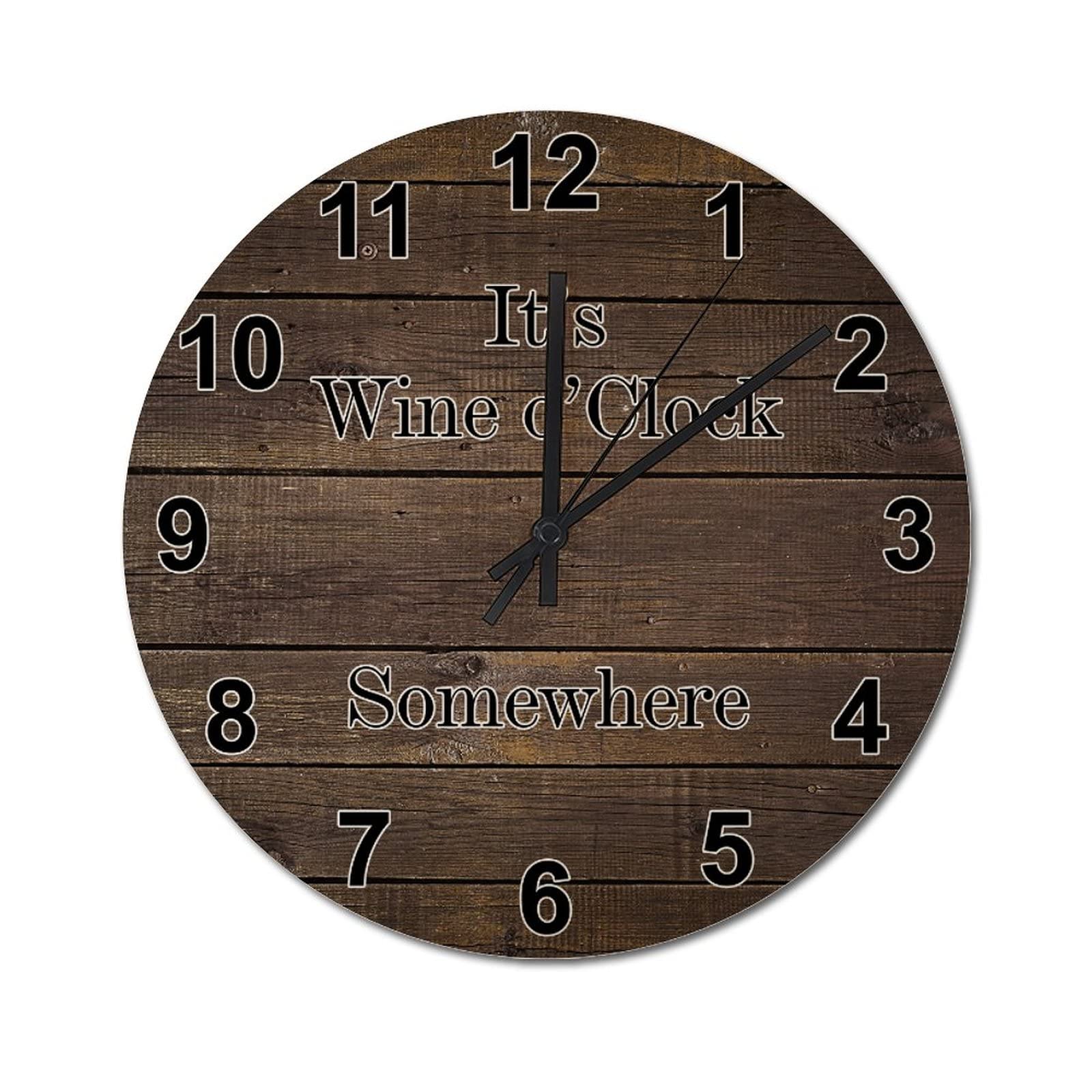 Horloge ronde rustique It's Wine O'Clock, cadeau idéal pour amateurs
