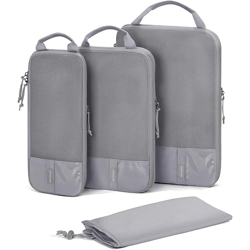 BAGSMART 6 Set Compression Packing Cubes - Lightweight Travel Essentials, Durable Luggage Organizer