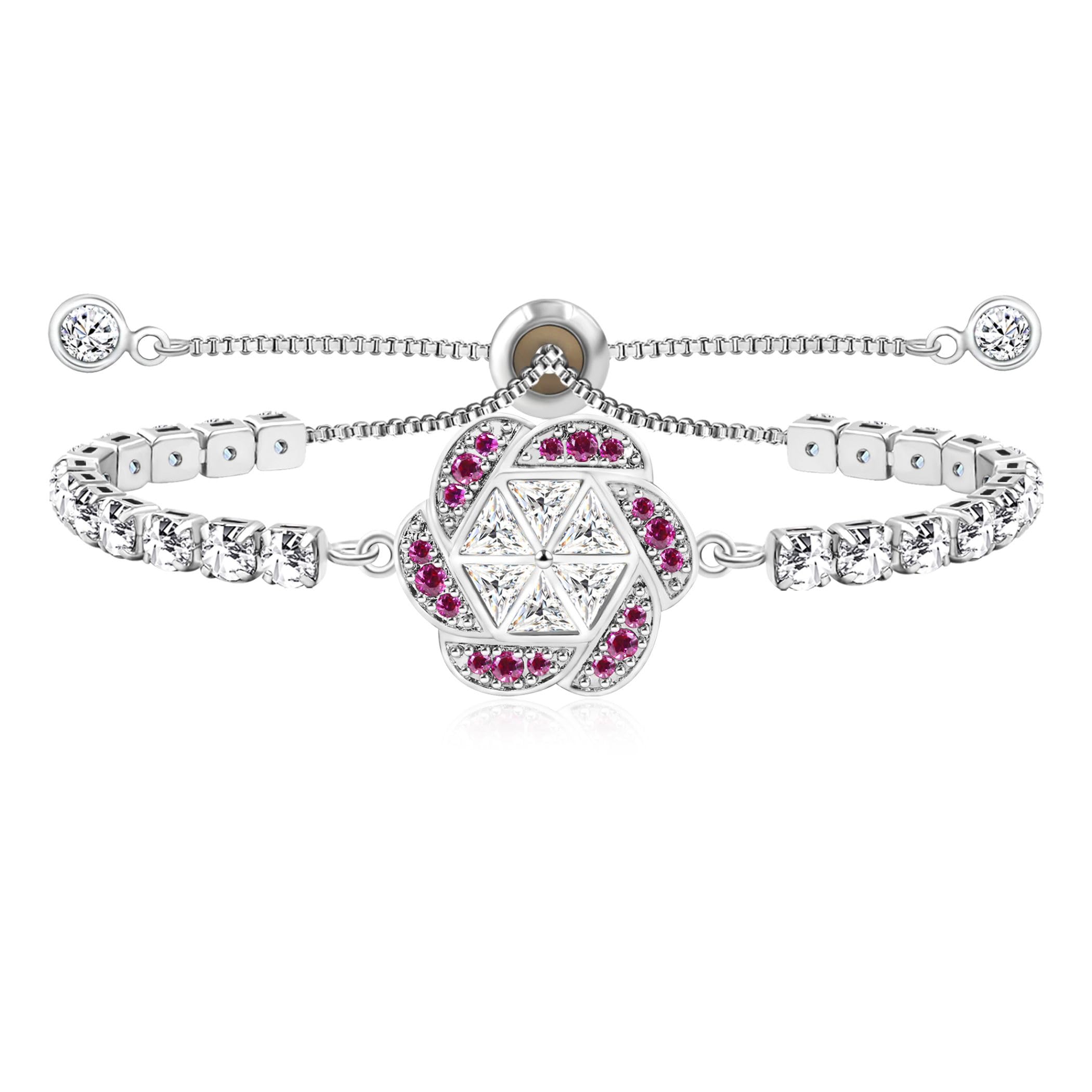 Bracciale tennis con zirconi a forma di fiore - Gioielli