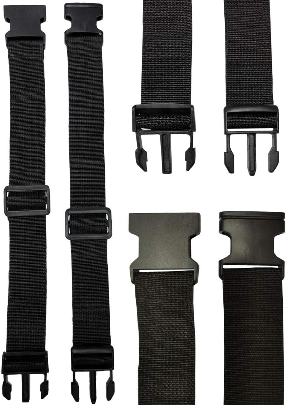 2 x 38mm (1.5”) Adjustable Webbing Belt Extension Straps – 10" to 18" Waist Extender for Travel Bum Bags, Bags, Backpacks, Luggage, Chest Bags – Heavy Duty Strap Extender (Pack of 2)