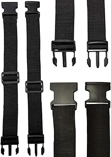 2 x 38mm (1.5”) Adjustable Webbing Belt Extension Straps – 10" to 18" Waist Extender for Travel Bum Bags, Bags, Backpacks, Luggage, Chest Bags – Heavy Duty Strap Extender (Pack of 2)