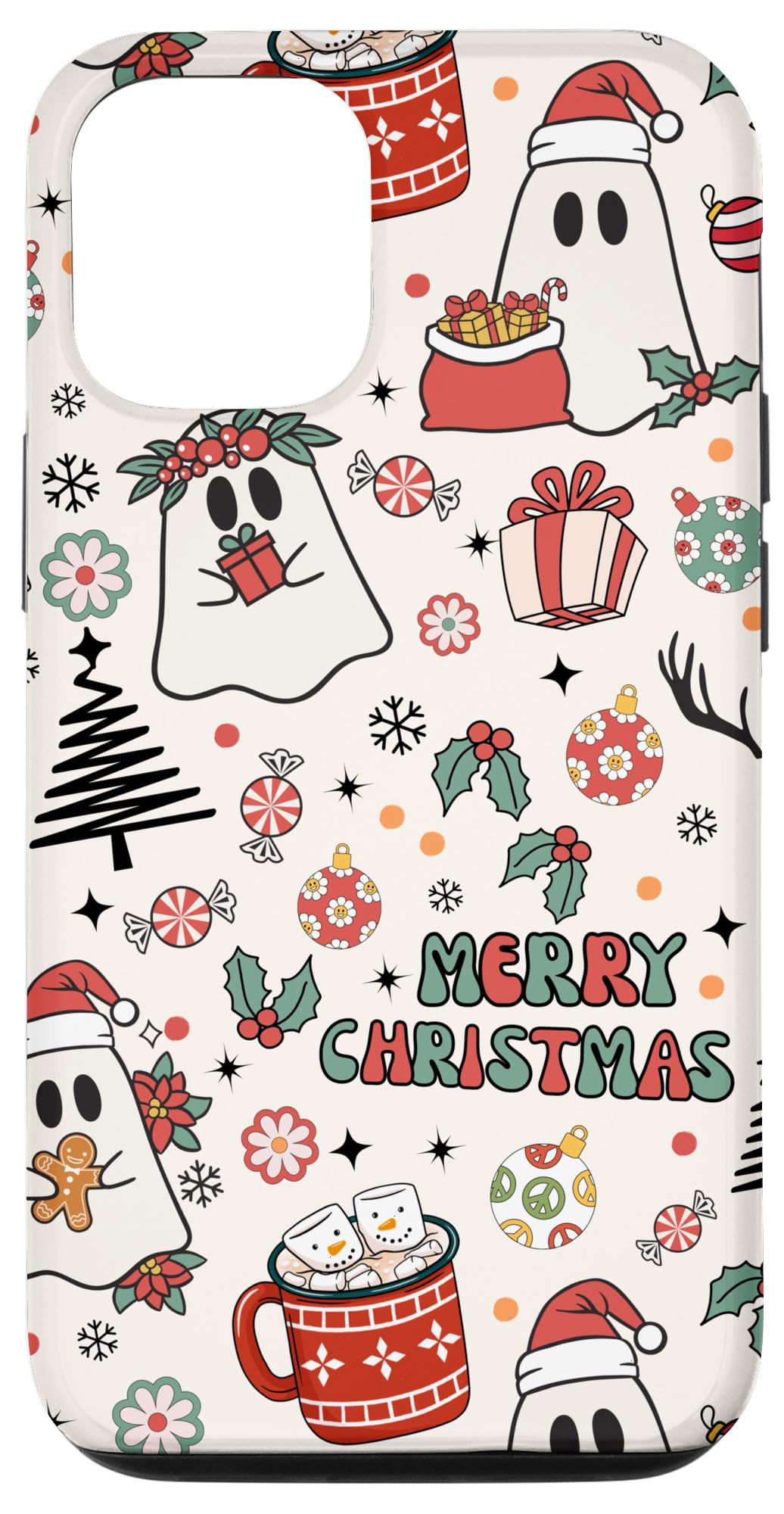 Cute Christmas Spooky Ghost Merry Christmas Retro Pastel Case for iPhone 12/12 Pro