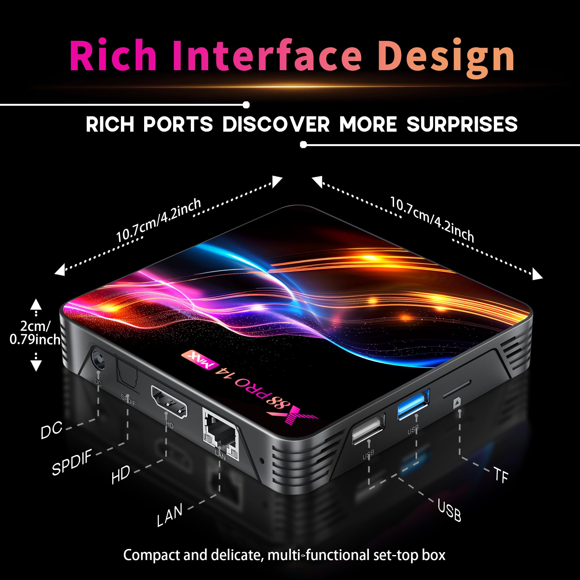 GREVA 8K Android 14.0 TV Box 2026, Android Box 4GB RAM 32GB ROM, chipset RK3528, obsługa 2.4GHz/5.0GHz Dual WiFi6, HDR10, BT5.0, Ethernet LAN, Internet TV Box, Bluetooth, 3D HD Smart Media Streaming
