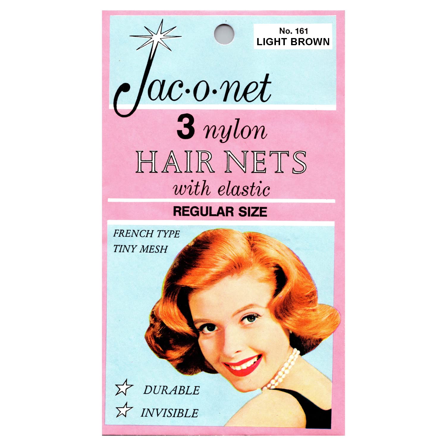 Jac-O-Net French Type, Tiny Mesh Hair Net-Regular Size, Light Brown, 3 Nets Per Pack [4 Packs]