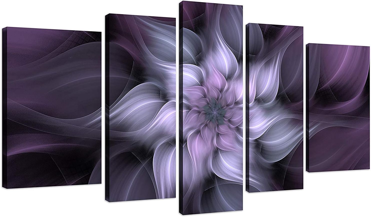 TutuBeer 5 Panel Bauhinia Chinese Redbud Purple Flower Plant Botany Picture Flower Artwork Oil Painting on Canvas Stretched and Framed Giclee Print Home Decoration Living Room Bedroom Wall Art Hanging