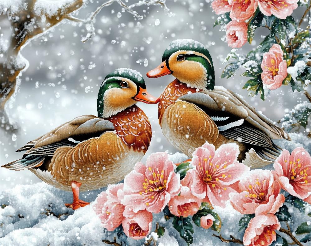 Kitquiver Latch Hook Kits for Adults Beginners Rug Mandarin Ducks and Flowe