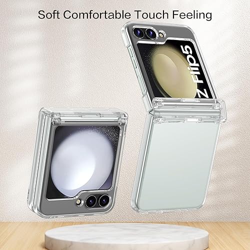 Miniatura 5 de TDTOK Funda protectora de cuerpo completo para Samsung Galaxy Z Flip 5 con protección de bisagra, policarbonato duro transparente con acabado mate,