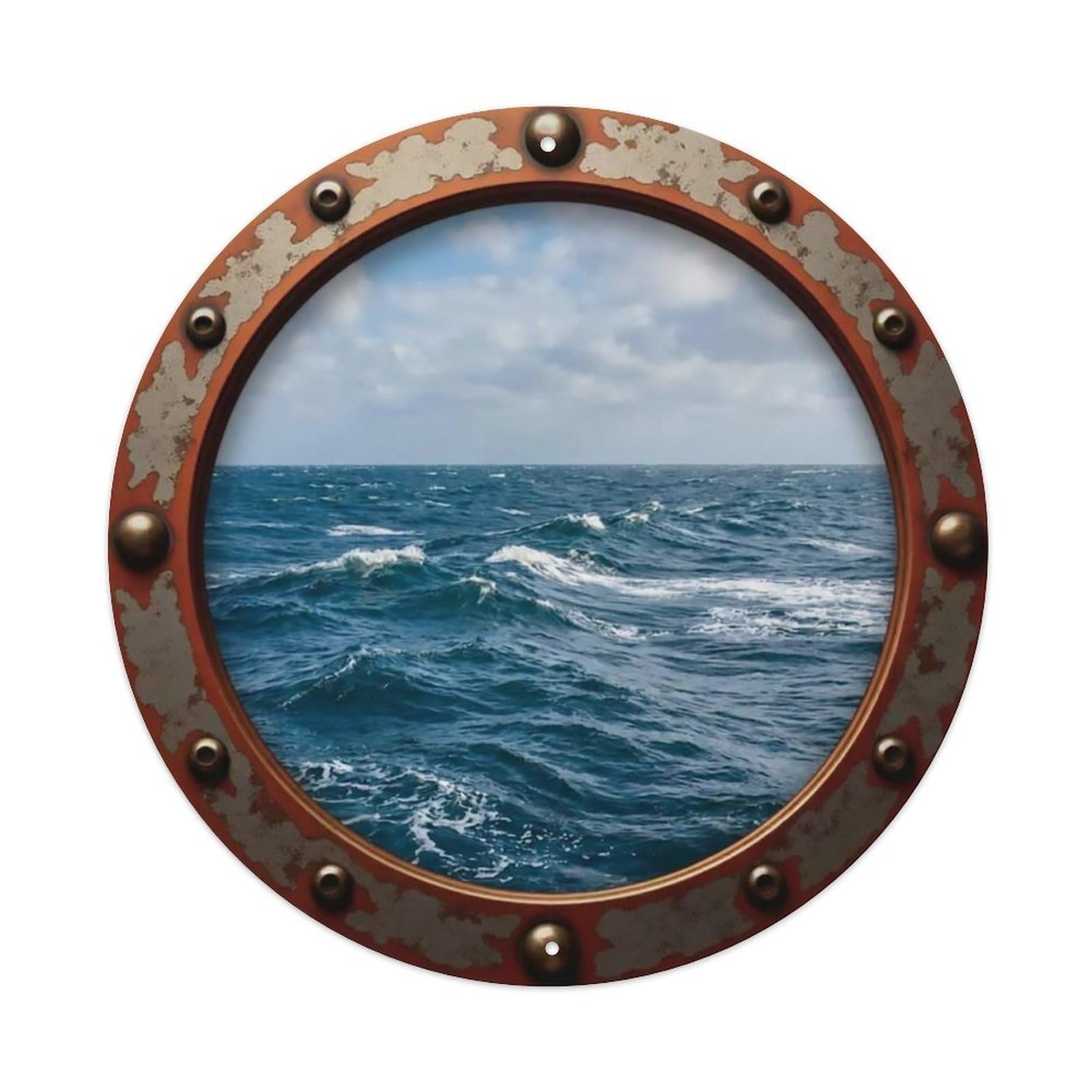 Vintage Porthole Moderate Swell Motion View Metal Tin Sign