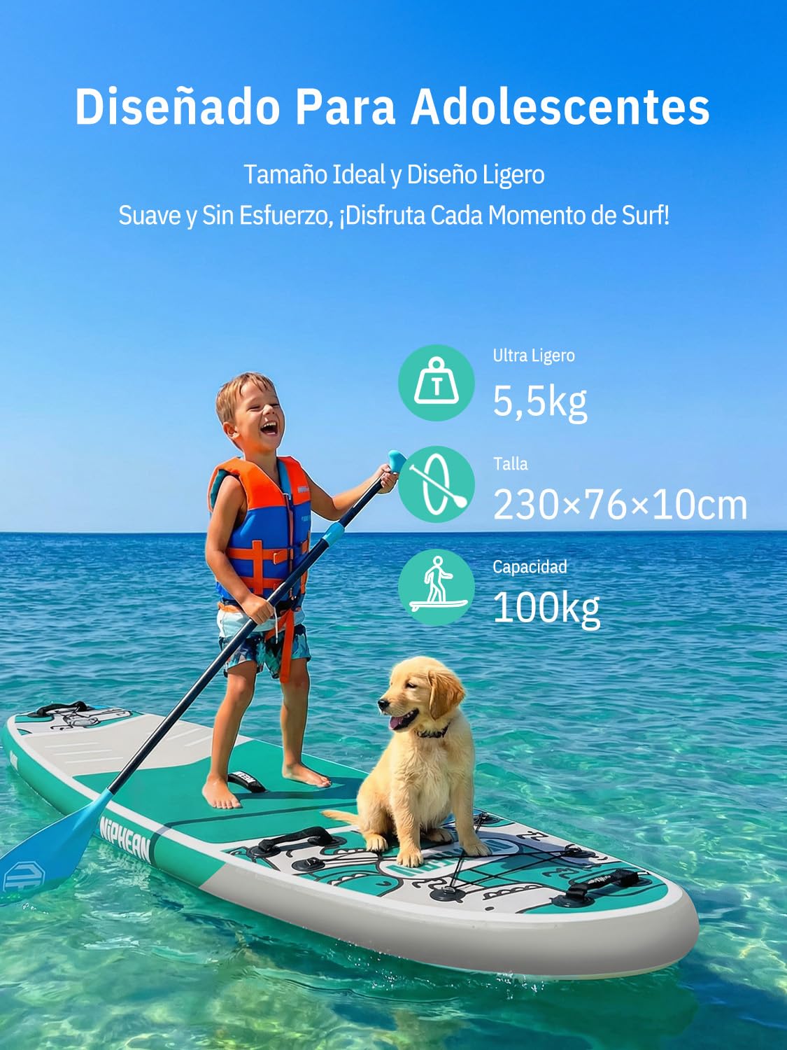 Niphean Tabla Paddle Surf Hinchable con Accesorios 320cm/230cm Sup | Tabla Paddle Surf Rígida, Antideslizante, Kit Reparación, Adultos, Jóvenes, Principiantes, Yoga
