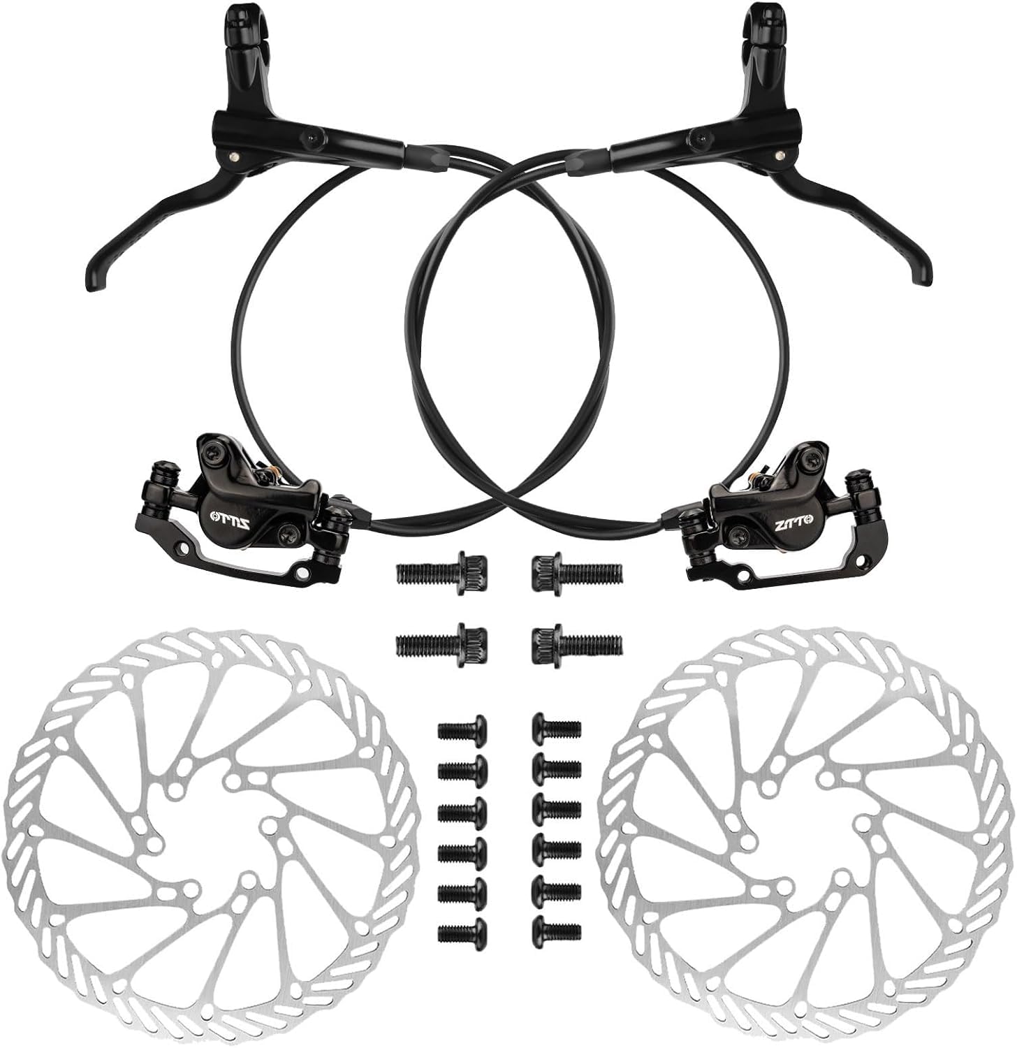 Freno a Disco Idraulici per Bicicletta, Kit Freno Idraulico, Set Freni Bici con rotori da 160 mm Freno a Disco, Anteriore 800 mm Posteriore 1400 mm per Mountain Bike e Bici da Strada