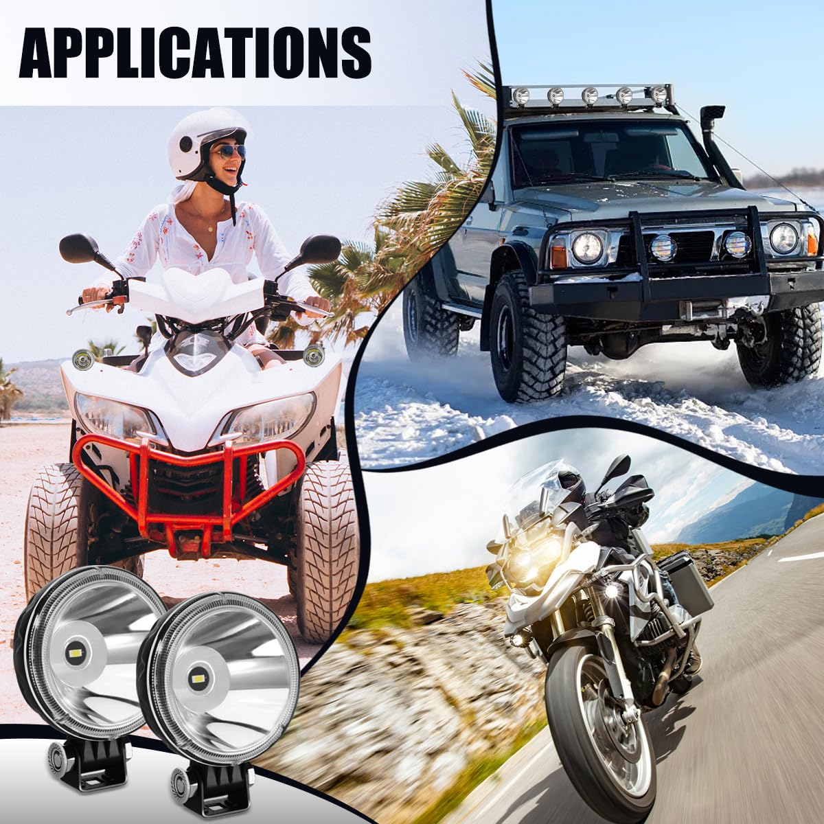 Led Pod light Bar Spot Lights 12V Round 3 inch 30W Driving Fog Reverse Backup Offroad Lights Headlights For Trucks Off Road ATV UTV Golf Cart Tralier Motorcycle Pickup Tractor Marine Boat 2-Pack