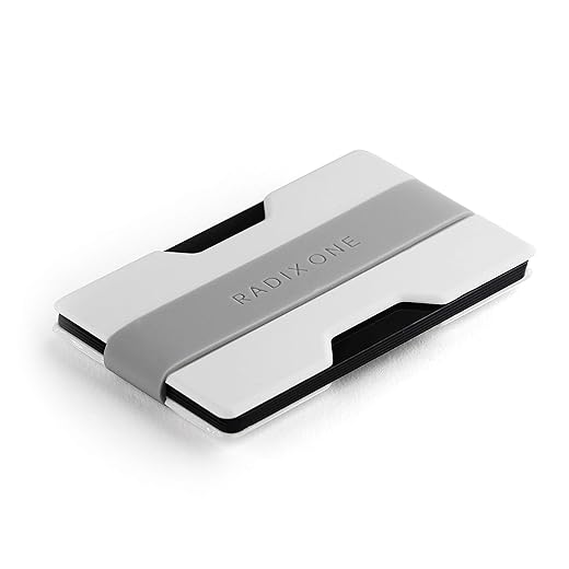 Radix One Slim Wallet (White/Gray) - Minimalist Ultralight Thin Polycarbonate Money Clip