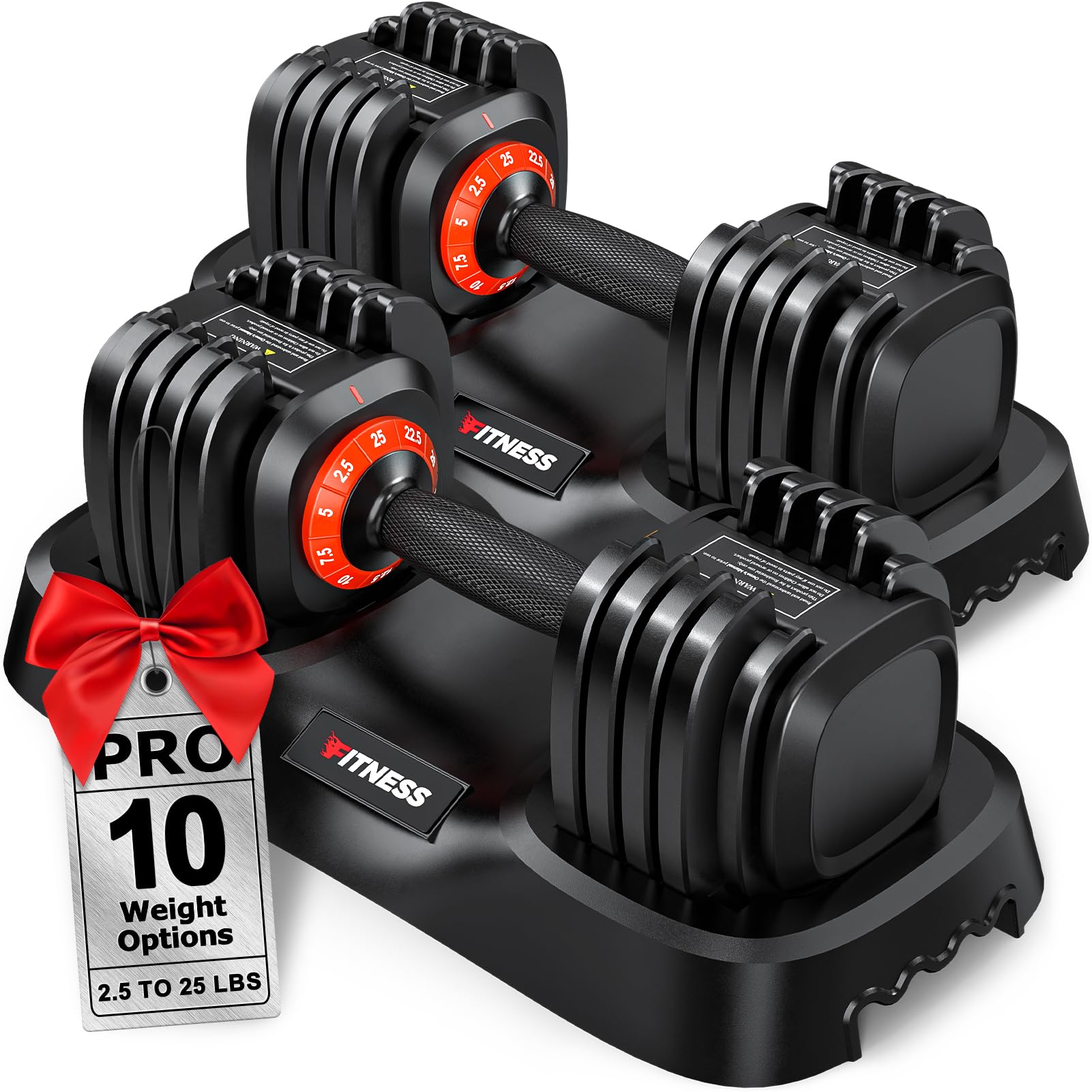 Adjustable Dumbbells Set of 2, 1 Hand Adjustable Weights Dumbbells Set, 5 in 1/10 in 1 Free Dumbbell with Anti-Slip Texture Handle, 25/55/80lb Pair Weight Set For Home Gym Suit both Men and Women