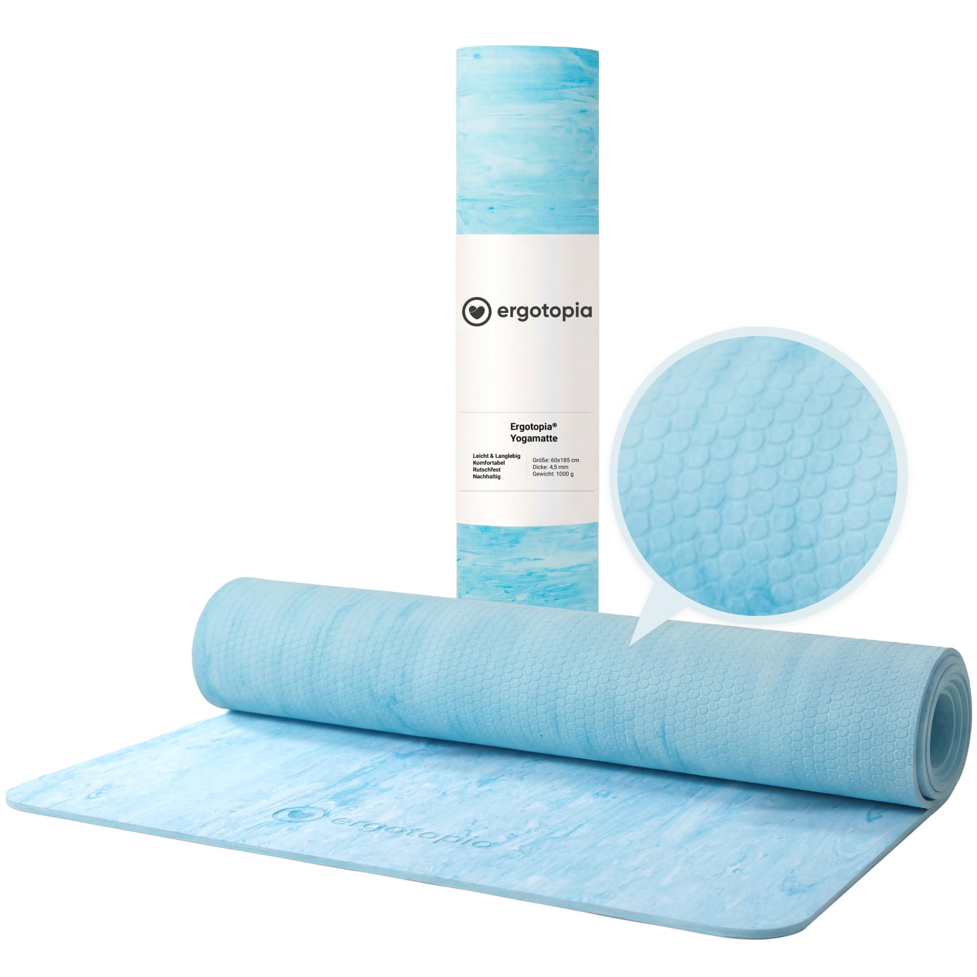 Ergotopia Yogamatte rutschfest – 5mm TPE Gymnastikmatte & Sportmatte für Pilates. gelenkschonende Fitnessmatte & Yoga Matte, Made in Spain, Schadstofffreie Isomatte, 185x60cm