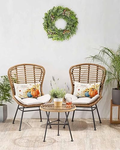 Miniatura 6 de Juego de 2 fundas de almohada de otoño de 20 x 12 pulgadas, diseño de calabaza con texto en inglés "Hello Pumpkin", fundas de cojín decorativas para