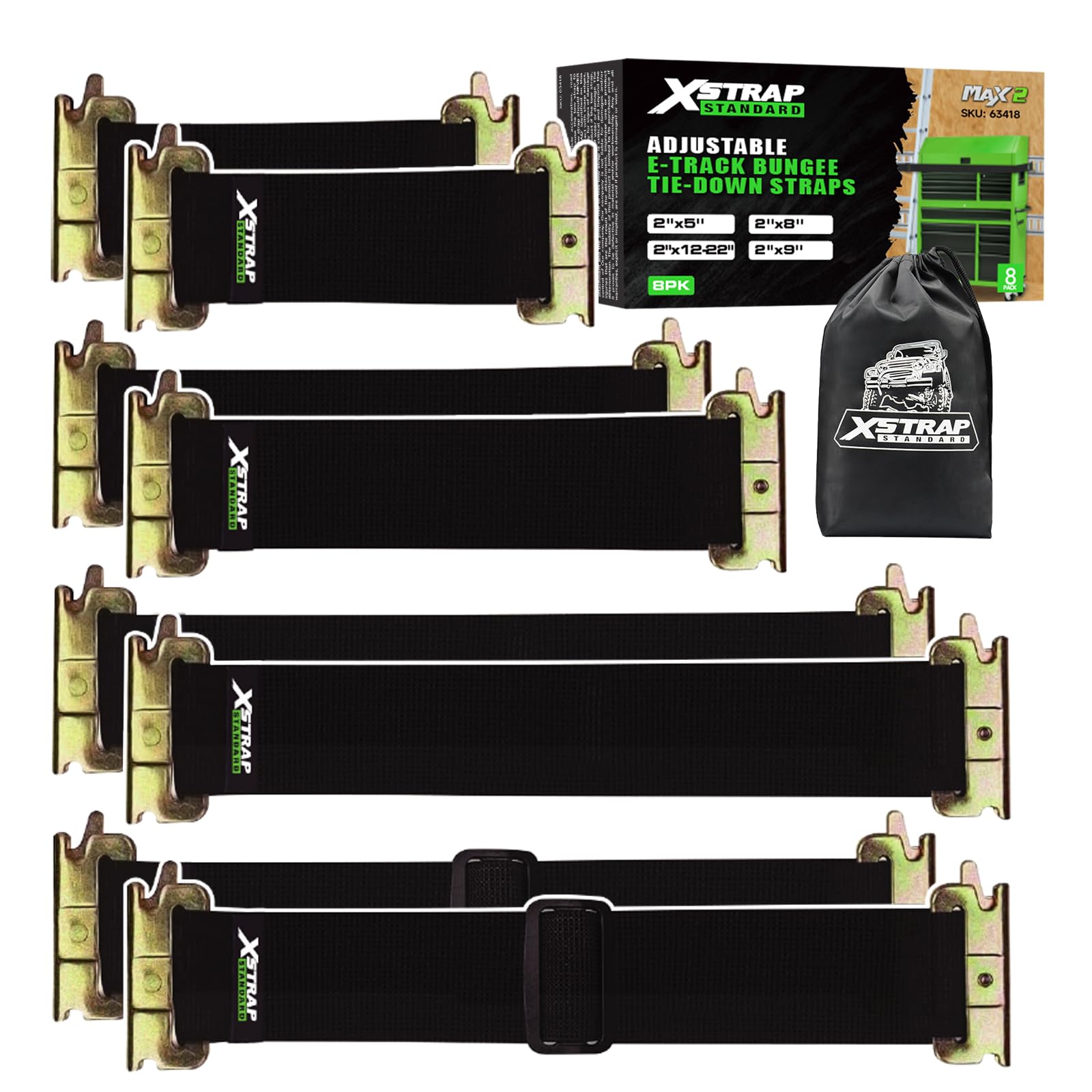 XSTRAP E-Track Straps - 8 Pack Securing Kit -1