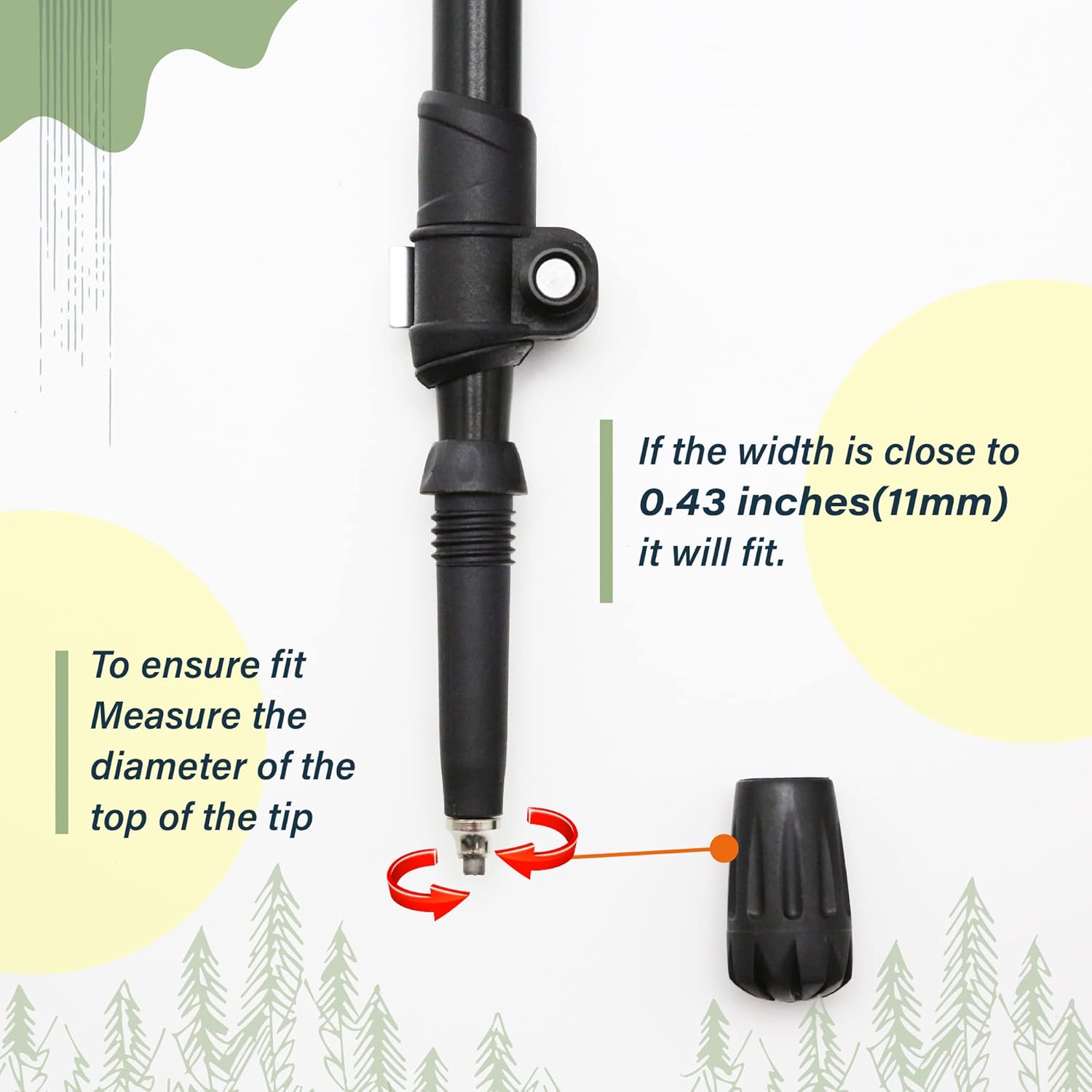 TREKOLOGY Trek-Z (Black115-135cm) Trekking Hiking Poles / 6 pc Replacement Rubber Tips - Collapsible Folding Walking Sticks,Adjustable Quick Flip-Lock, Foldable Trekking Poles for Hiking.