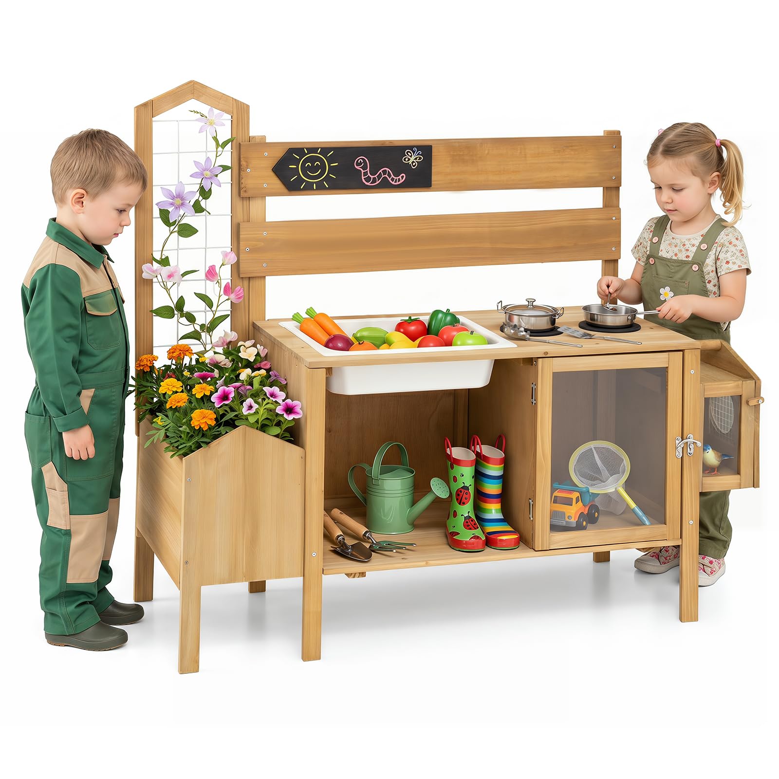GYMAX Kids Mud Kitchen, Outdoor Toy Gardening Center