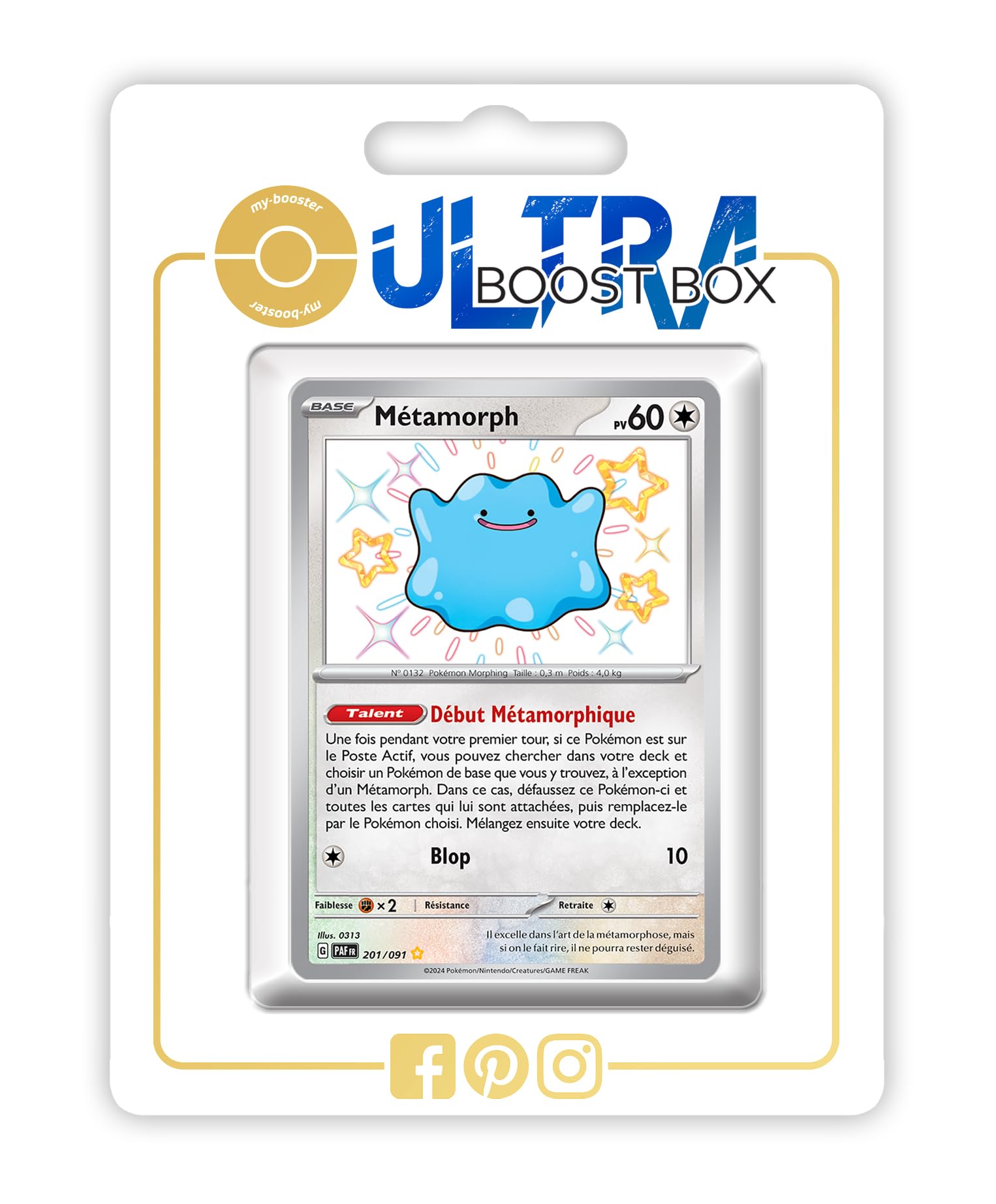 Métamorph (Ditto) 201/091 Variocolor Secreta - Ultraboost X Écarlate et Violet 4.5 - Destinées de Paldea Box de 10 Cartas Pokémon Francés
