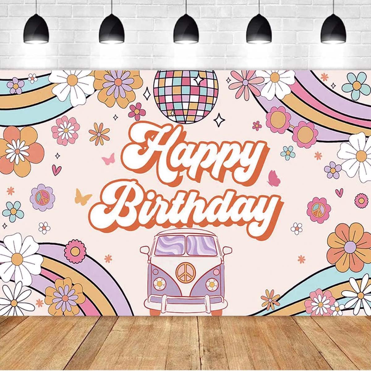 Groovy Happy Birthday Backdrop Retro Hippie Birthday Backdrop Daisy Boho Child Groovy Birthday Party Decor Photography Backgrounds Daisy Flower