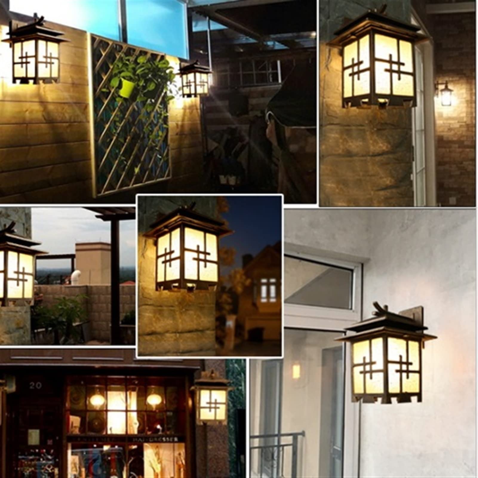 Applique Murale européenne Style Vintage, Style Chinois, imperméable, en Aluminium et Verre, Style Japonais, Simple, Antique, pour Porte, Couloir, Jardin, terrasse, Balcon, E27