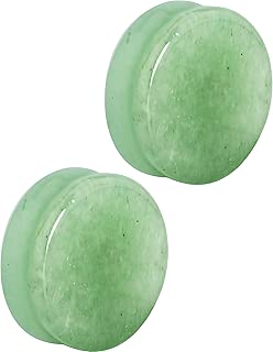 3mm - 25mm Semi-Precious Jade Ear Gauges, Solid Gemstone Double Flared Saddle Plug Earrings Sold as Pairs - coolthings.us